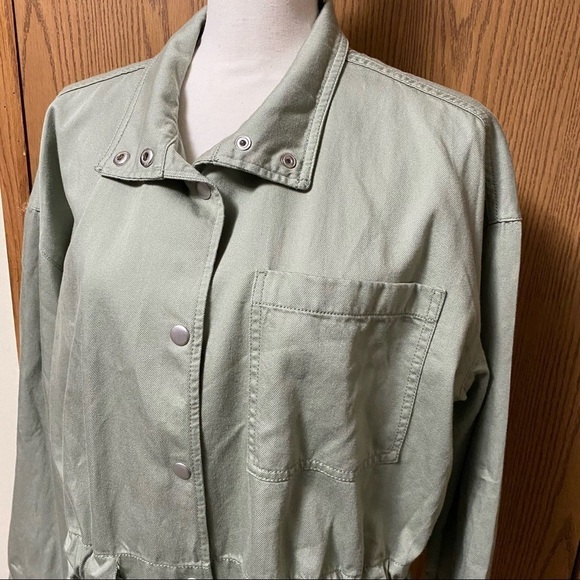 Madewell Southlake Military Jacket Sage Green Snap Buttons Medium Tie Wa… - Picture 5 of 8